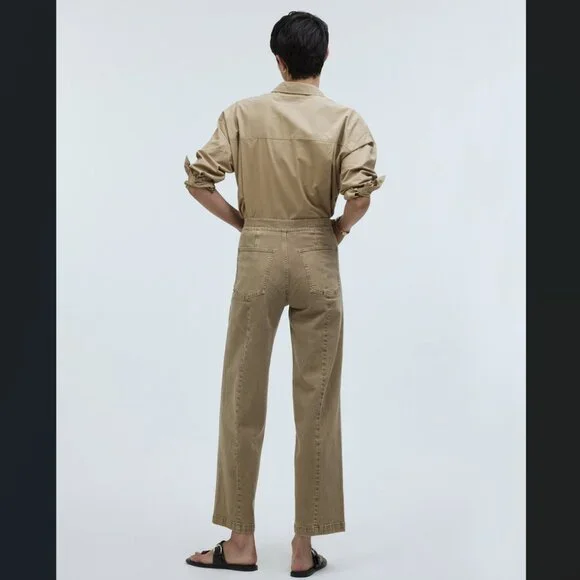 Madewell Women's Emmett Wide-Leg Crop Pant: Welt Pocket Edition Drill Khaki 33 - Picture 4 of 11
